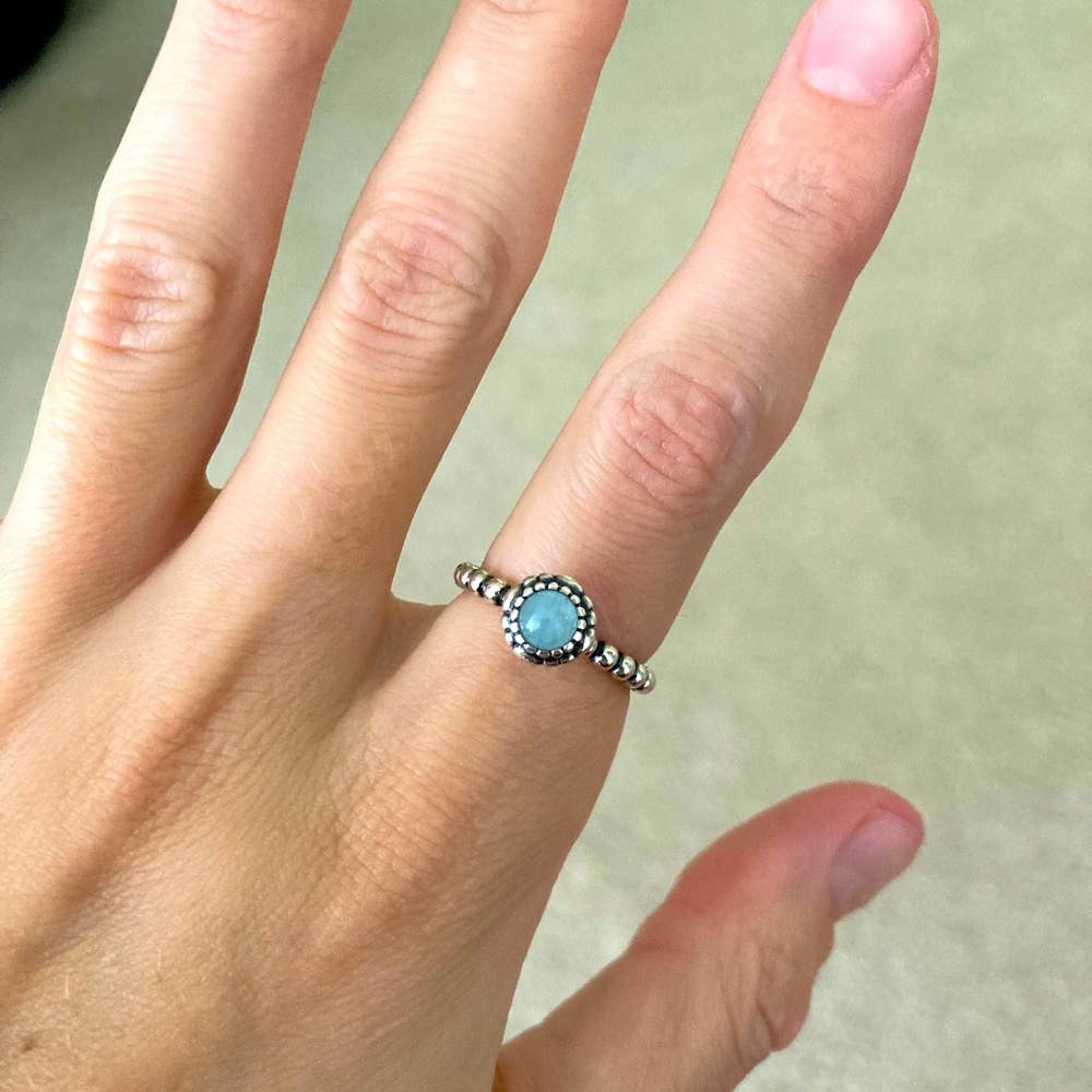 Pandora Birthday Blooms March Aquamarine Ring
